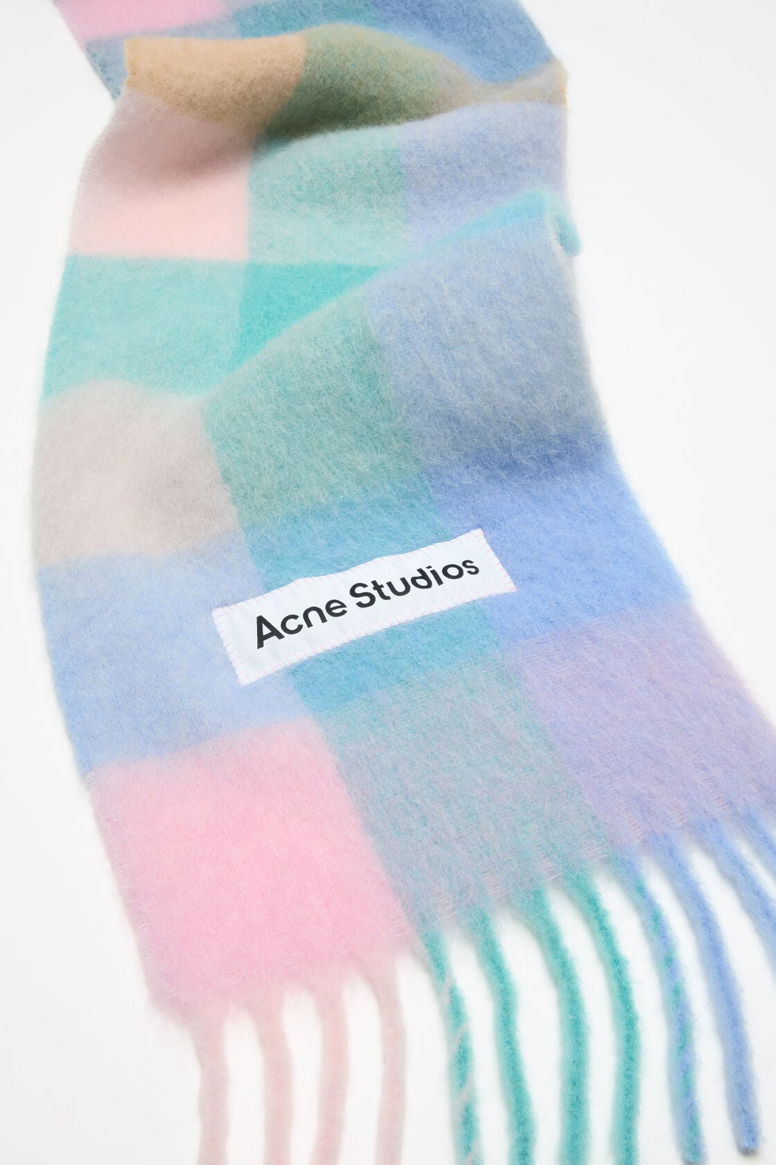 Mohair Check Scarf - Baby blue/Pink/Aqua