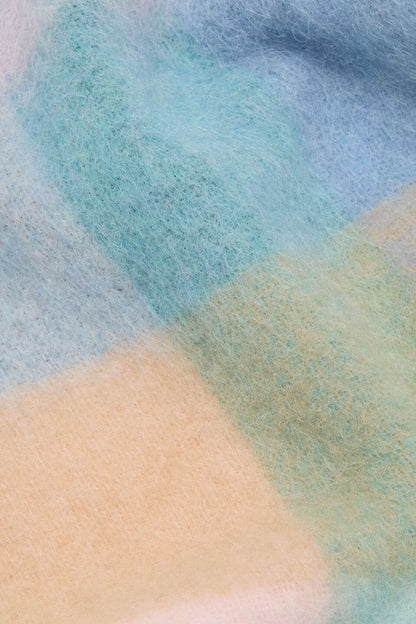 Mohair Check Scarf - Baby blue/Pink/Aqua