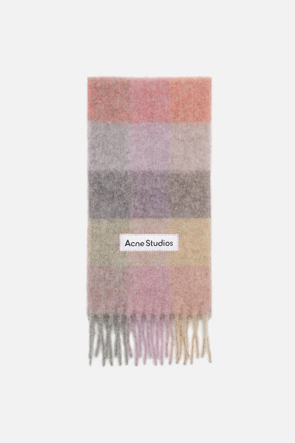 Mohair checked scarf - Fuchsia/lilac/pink