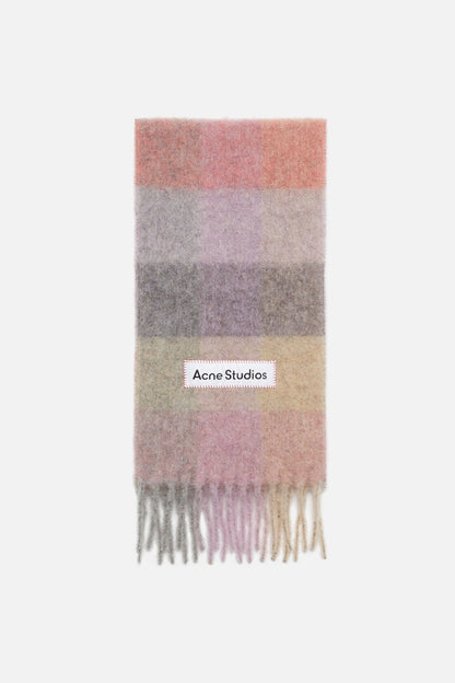 Mohair checked scarf - Fuchsia/lilac/pink