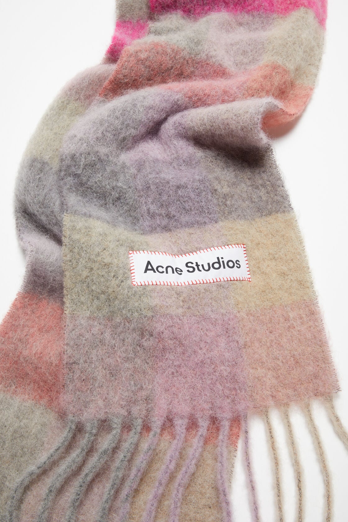 Mohair checked scarf - Fuchsia/lilac/pink