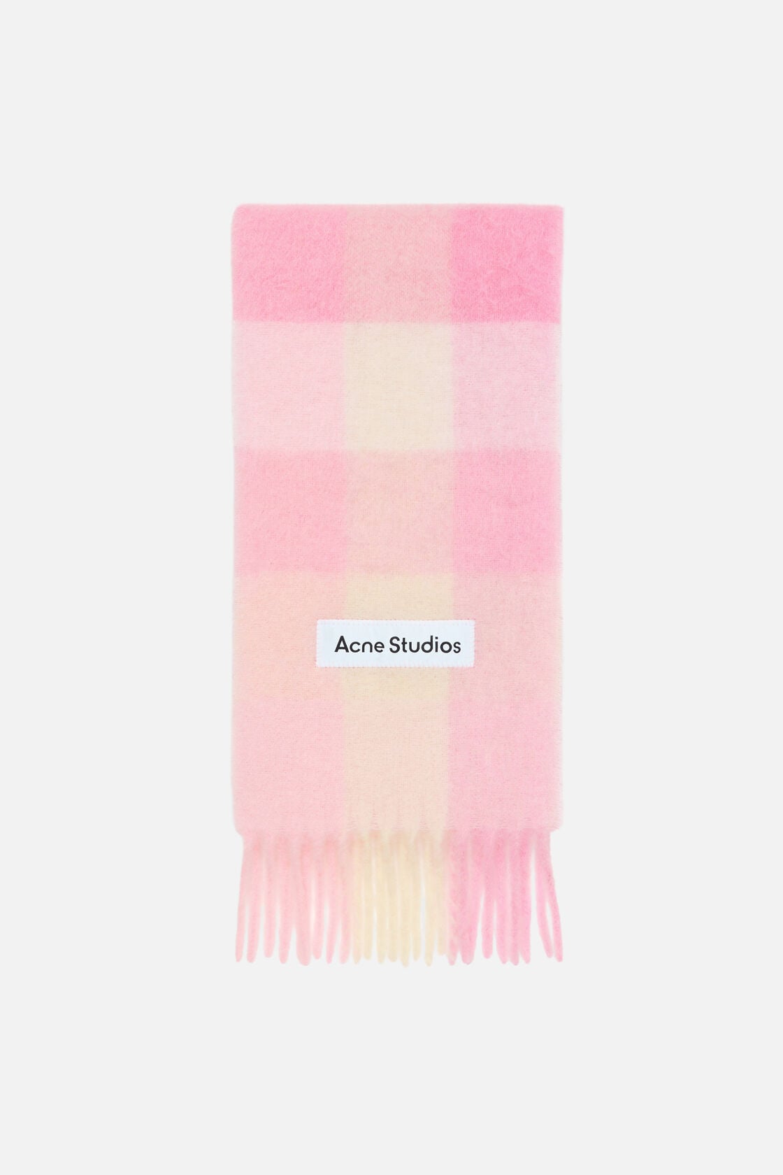 Mohair checked scarf - Candy Pink/White/Pale Pink