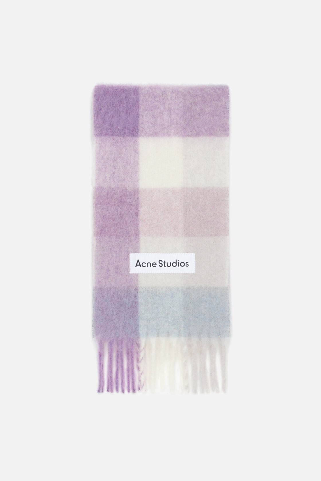 Mohair checked scarf - Lilac/white