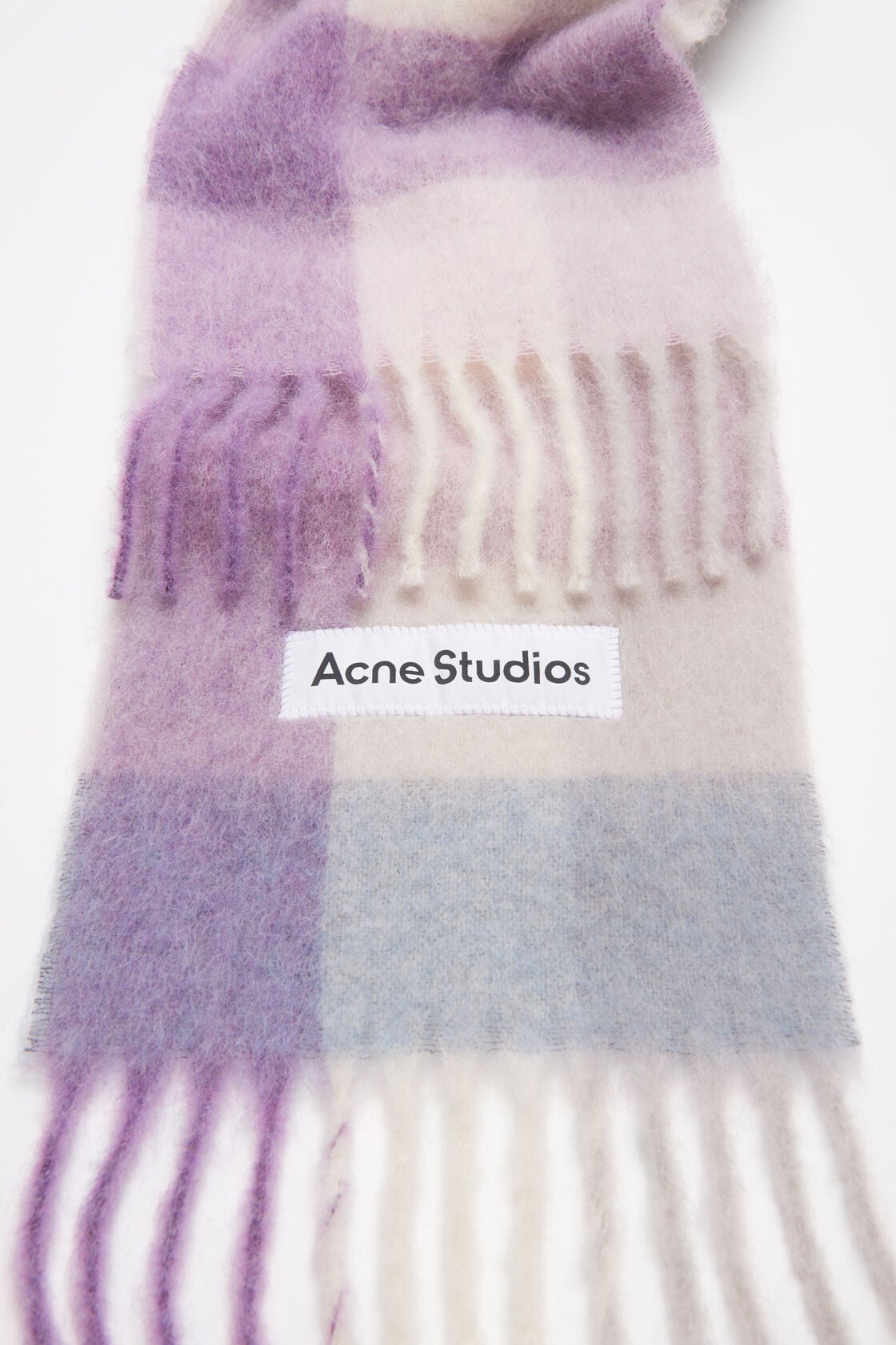 Mohair checked scarf - Lilac/white