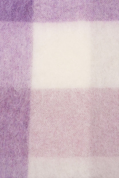 Mohair checked scarf - Lilac/white
