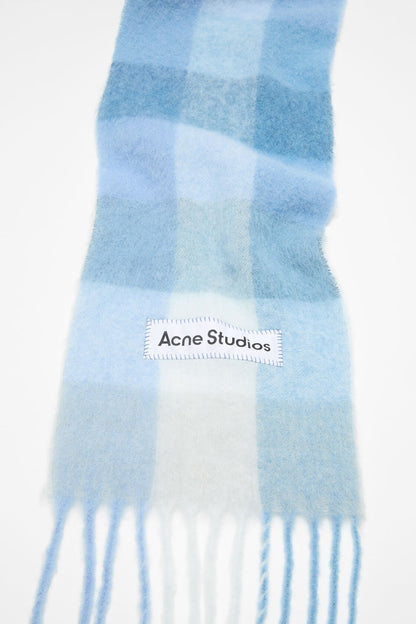 Mohair checked scarf - Light Blue/White/Powder Blue