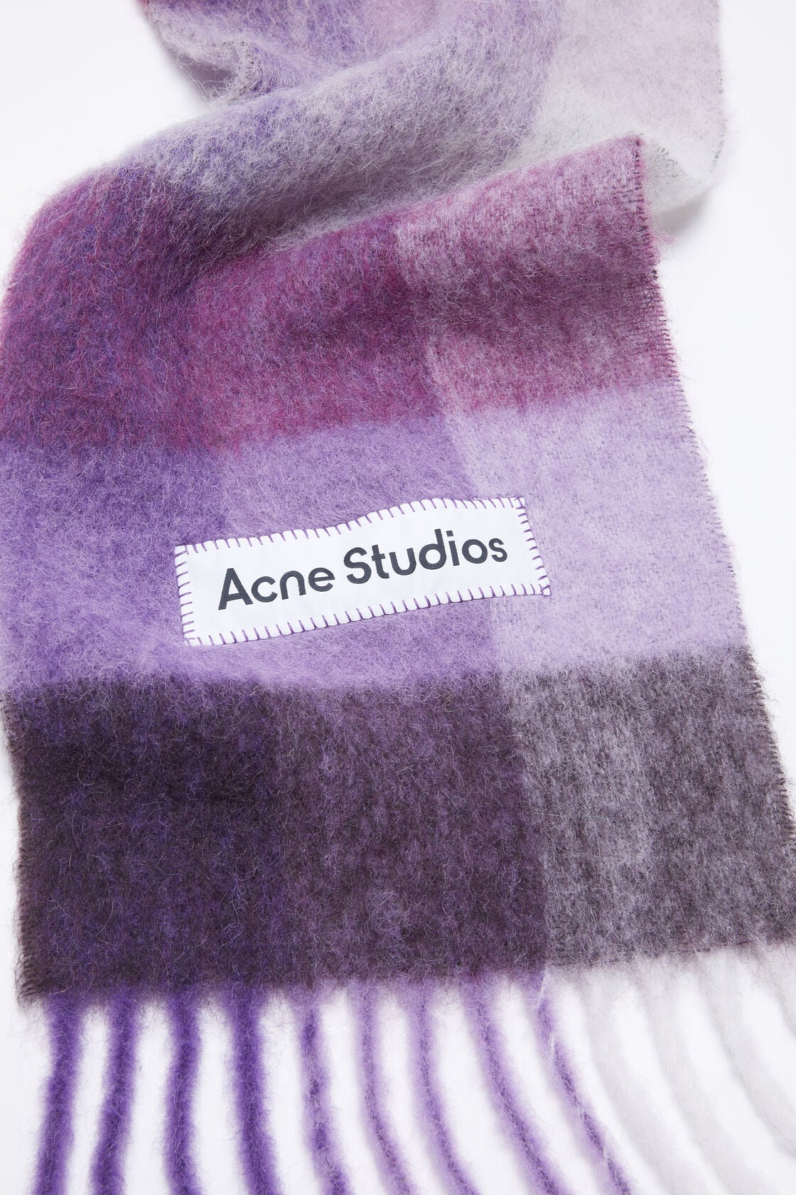 Mohair checked scarf - Purple/white