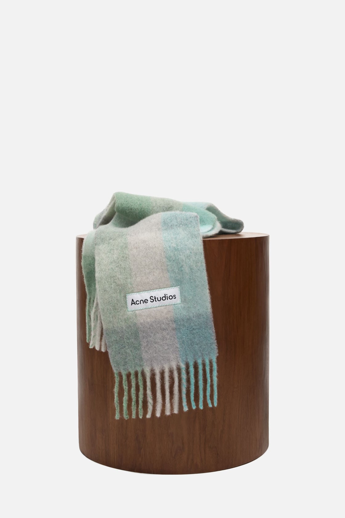 Mohair checked scarf - Turquoise/Grey/Mint Green