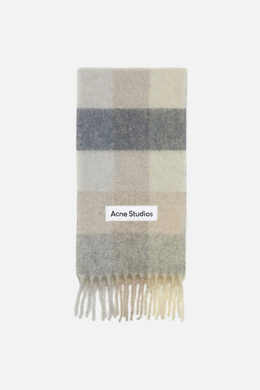 Mohair checked scarf - Vanilla/beige/lavender