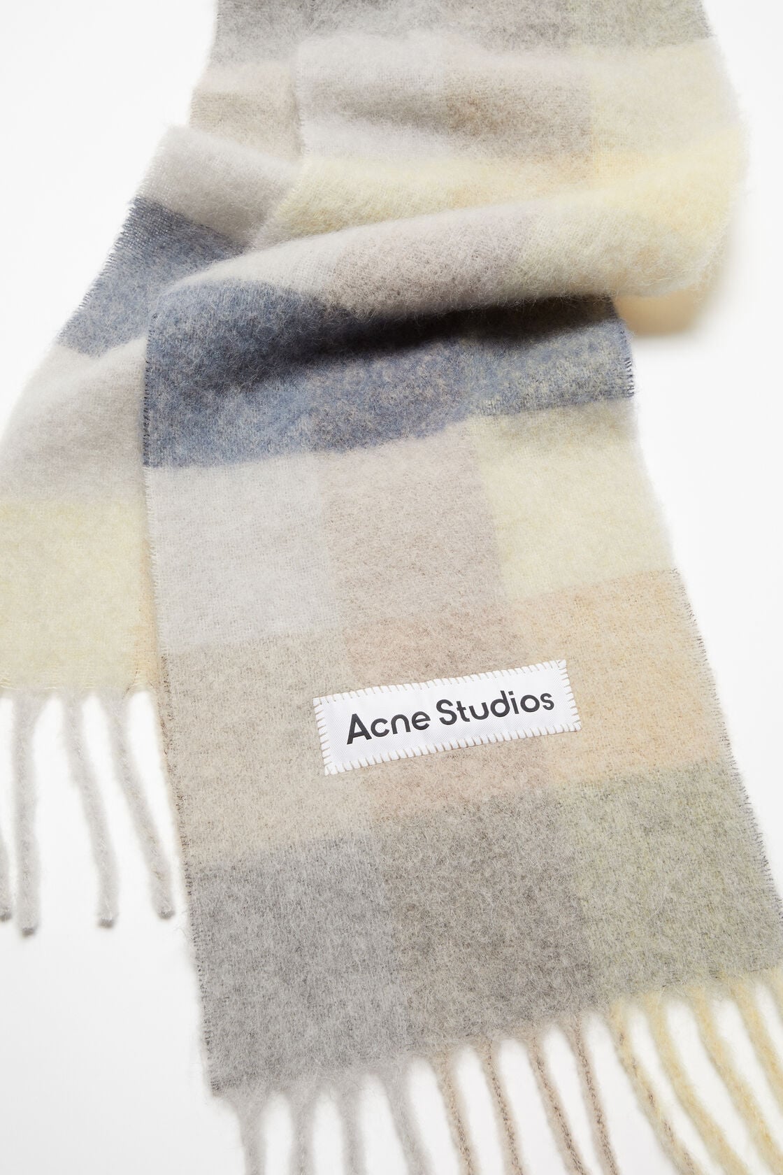 Mohair checked scarf - Vanilla/beige/lavender