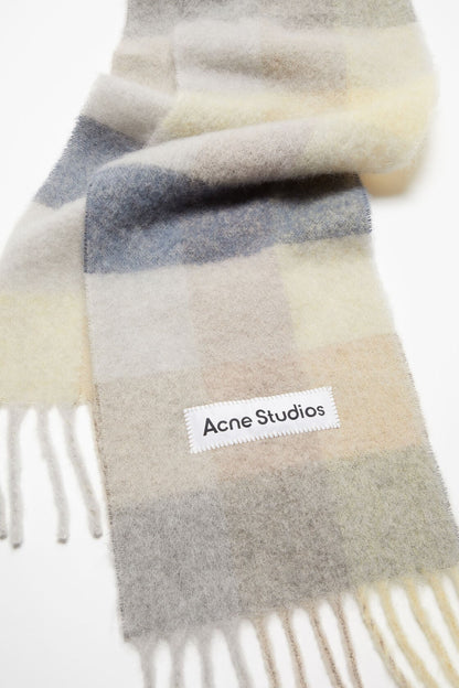 Mohair checked scarf - Vanilla/beige/lavender