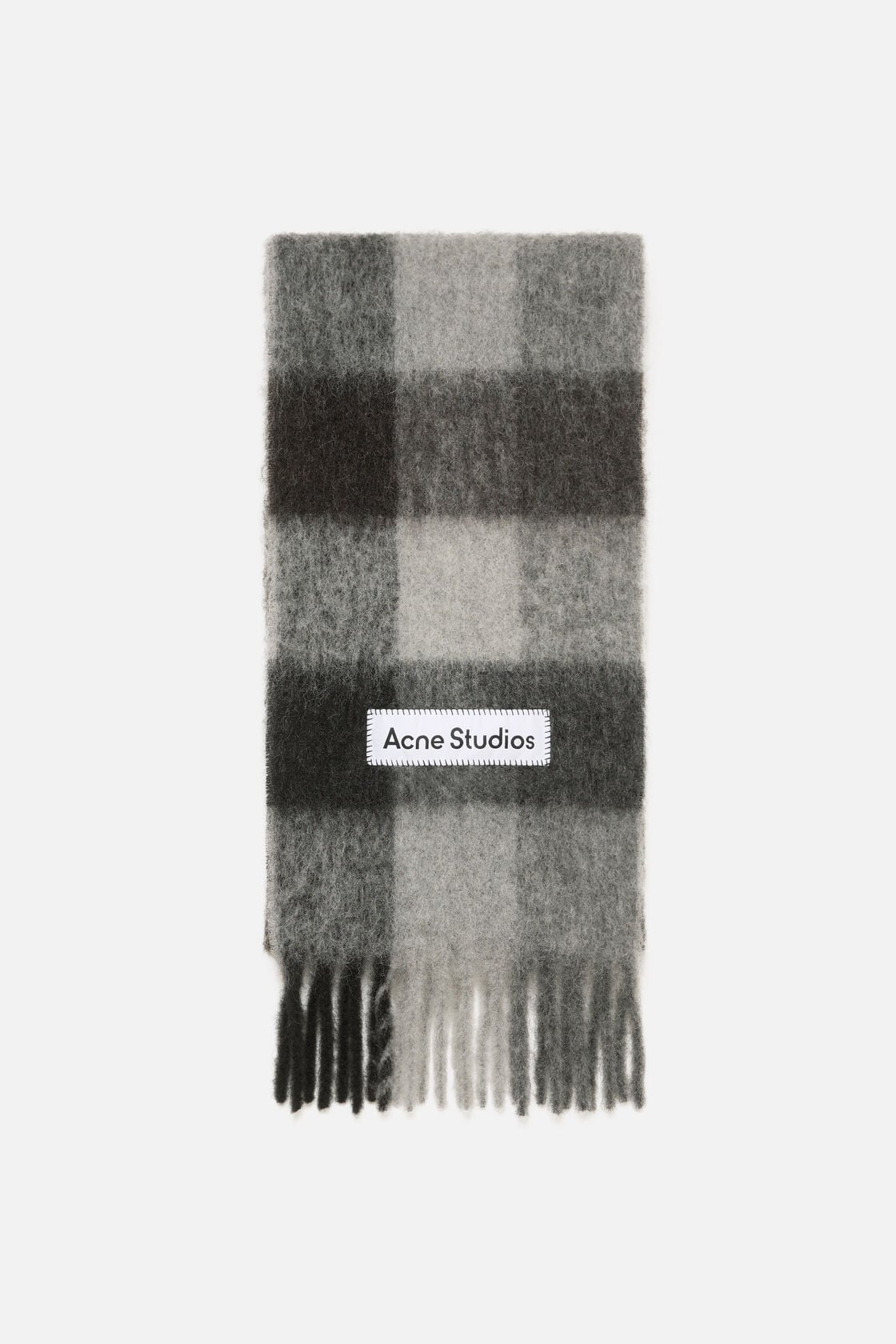 Mohair checked scarf - Dark Black/Grey/Dark Grey