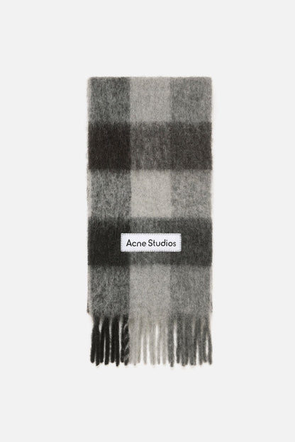 Mohair checked scarf - Dark Black/Grey/Dark Grey