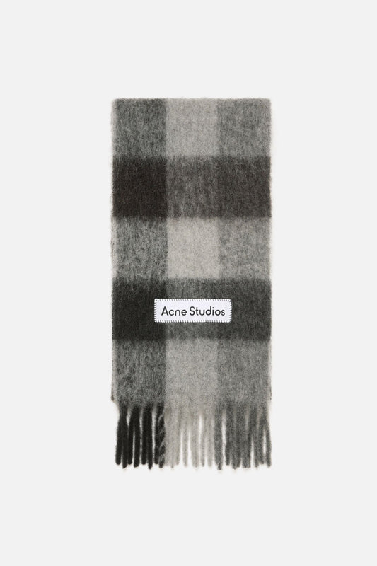Mohair checked scarf - Dark Black/Grey/Dark Grey