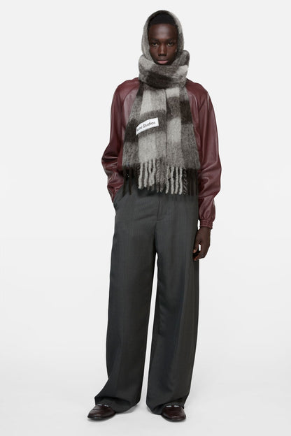 Mohair checked scarf - Dark Black/Grey/Dark Grey