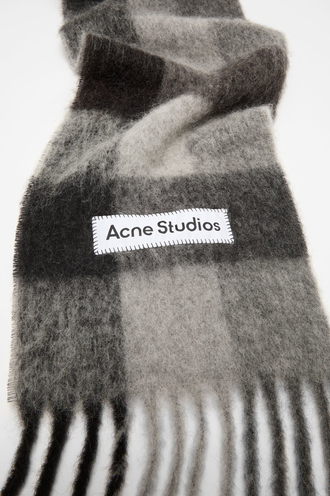 Mohair checked scarf - Dark Black/Grey/Dark Grey