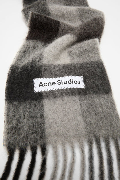 Mohair checked scarf - Dark Black/Grey/Dark Grey