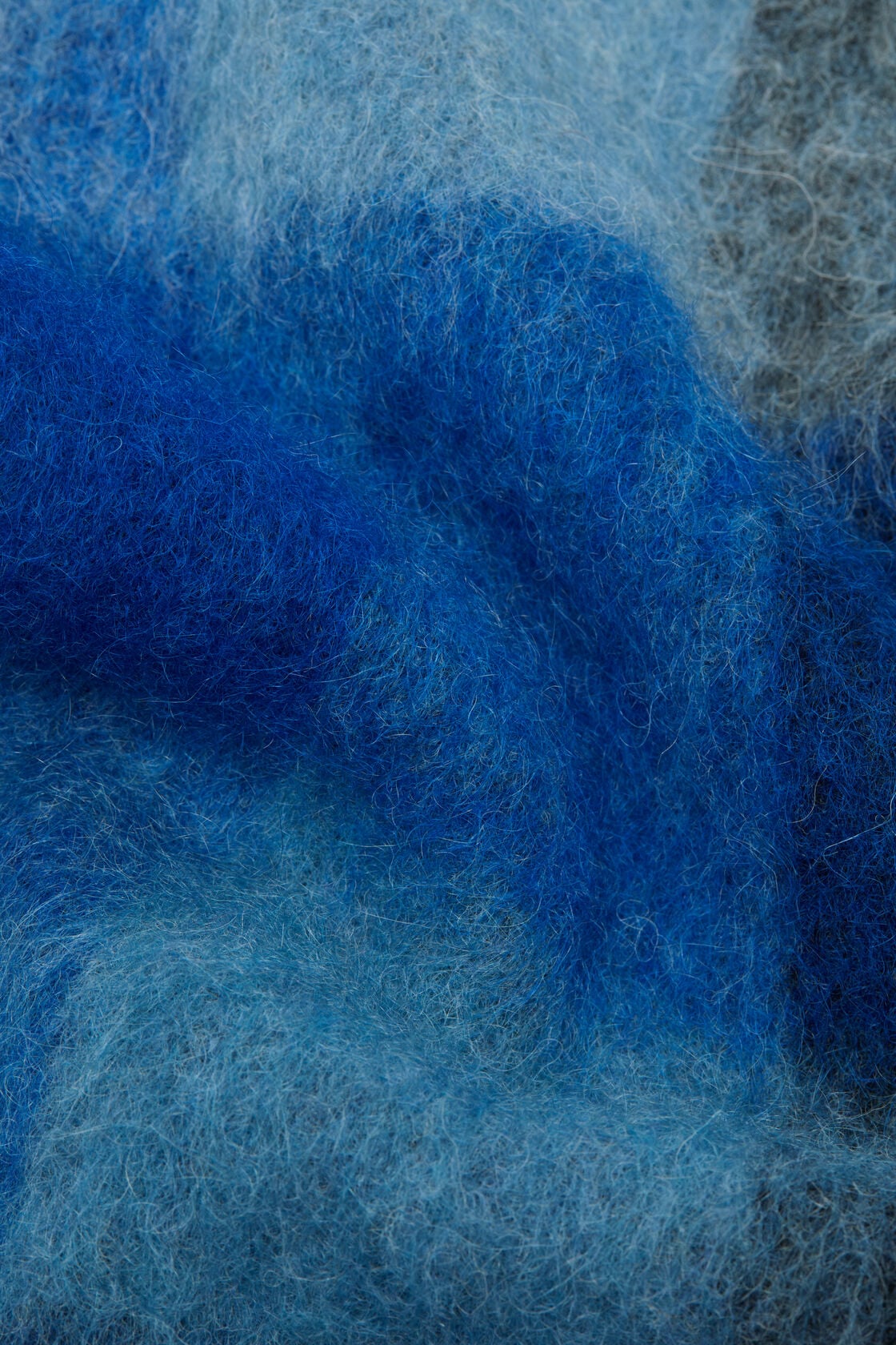 Mohair checked scarf - Dark Navy/Black/Blue