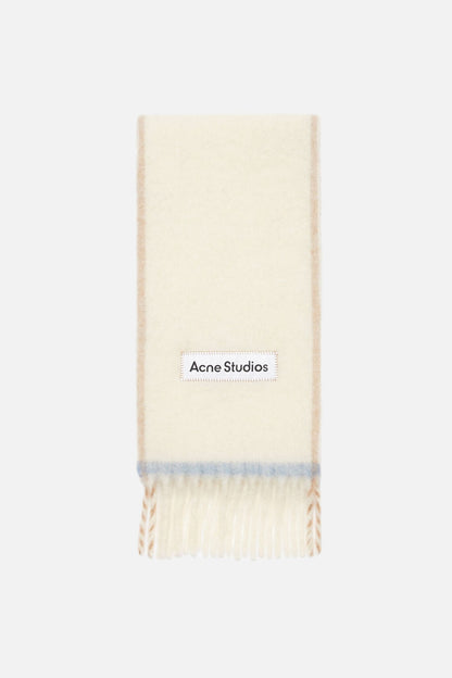 Wool fringe scarf - White