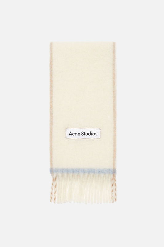 Wool fringe scarf - White