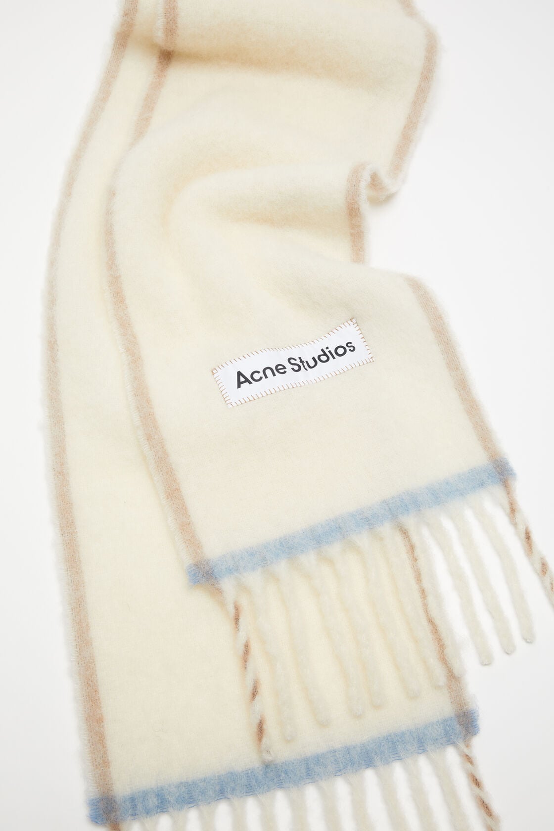 Wool fringe scarf - White