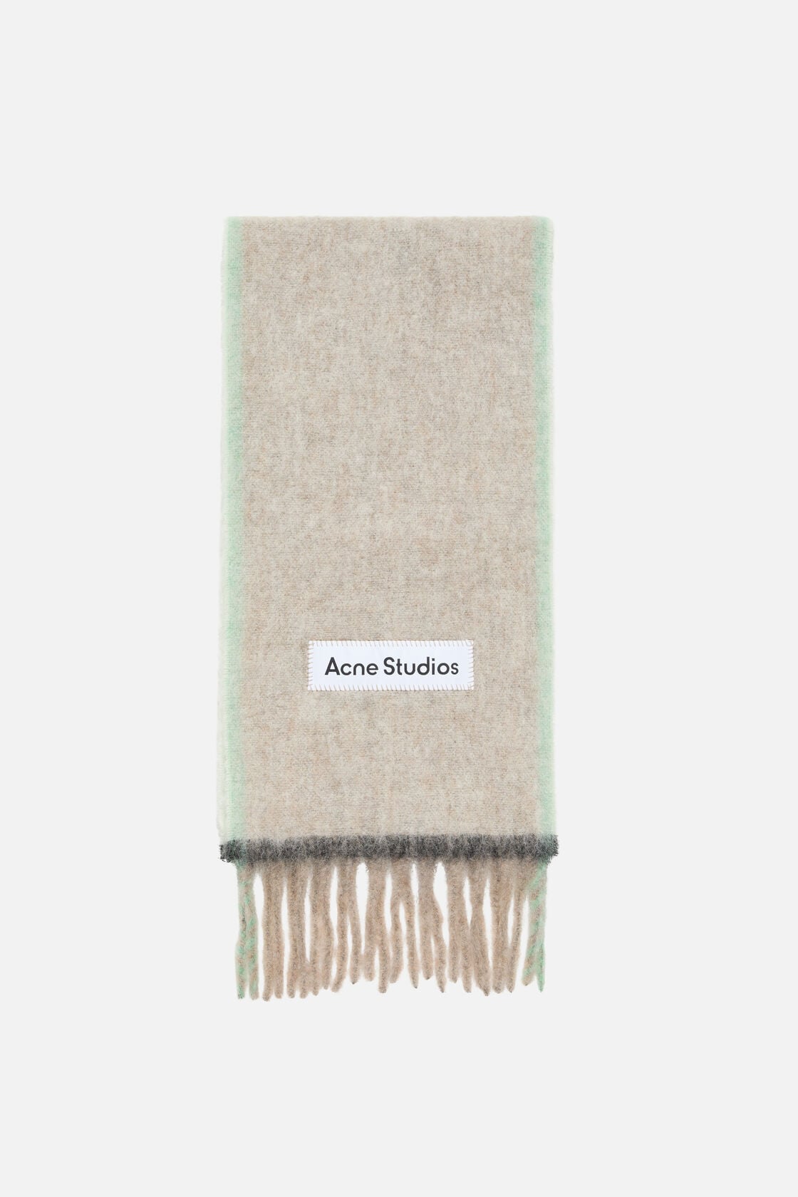 Wool mohair scarf - Narrow - Beige/grey