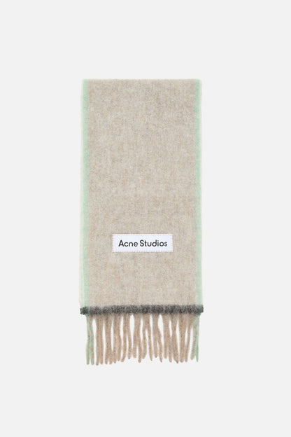 Wool mohair scarf - Narrow - Beige/grey