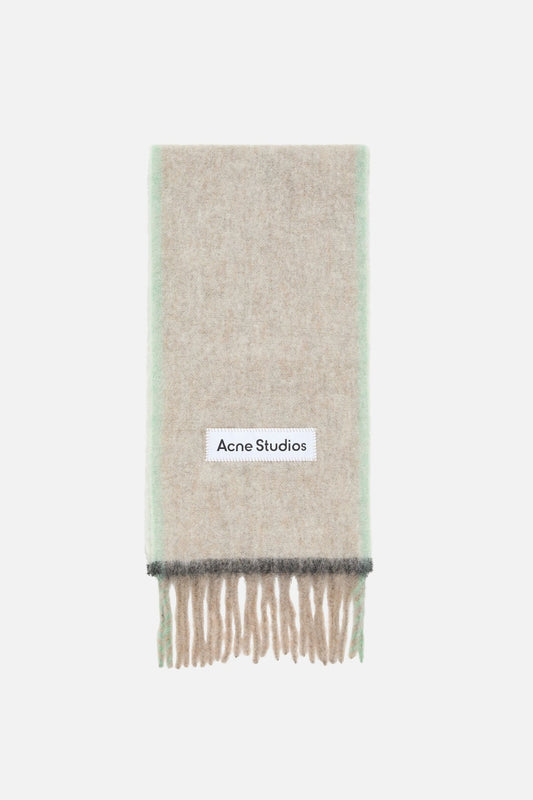 Wool mohair scarf - Narrow - Beige/grey