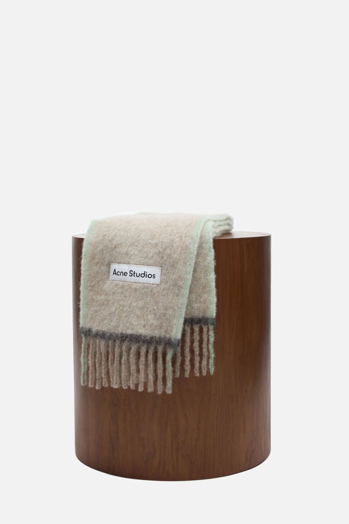 Wool mohair scarf - Narrow - Beige/grey