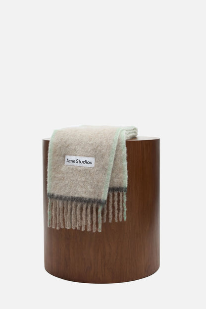 Wool mohair scarf - Narrow - Beige/grey