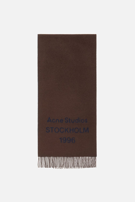 Wool logo scarf - Wide - Brown/blue