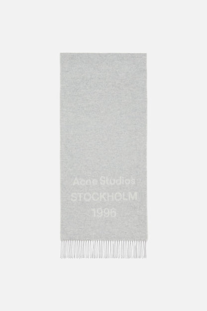 Logo scarf - Wide - Light Grey Melange / White