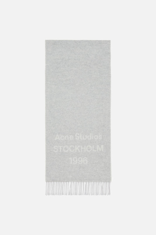 Logo scarf - Wide - Light Grey Melange / White