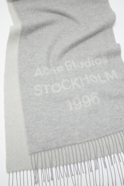 Logo scarf - Wide - Light Grey Melange / White