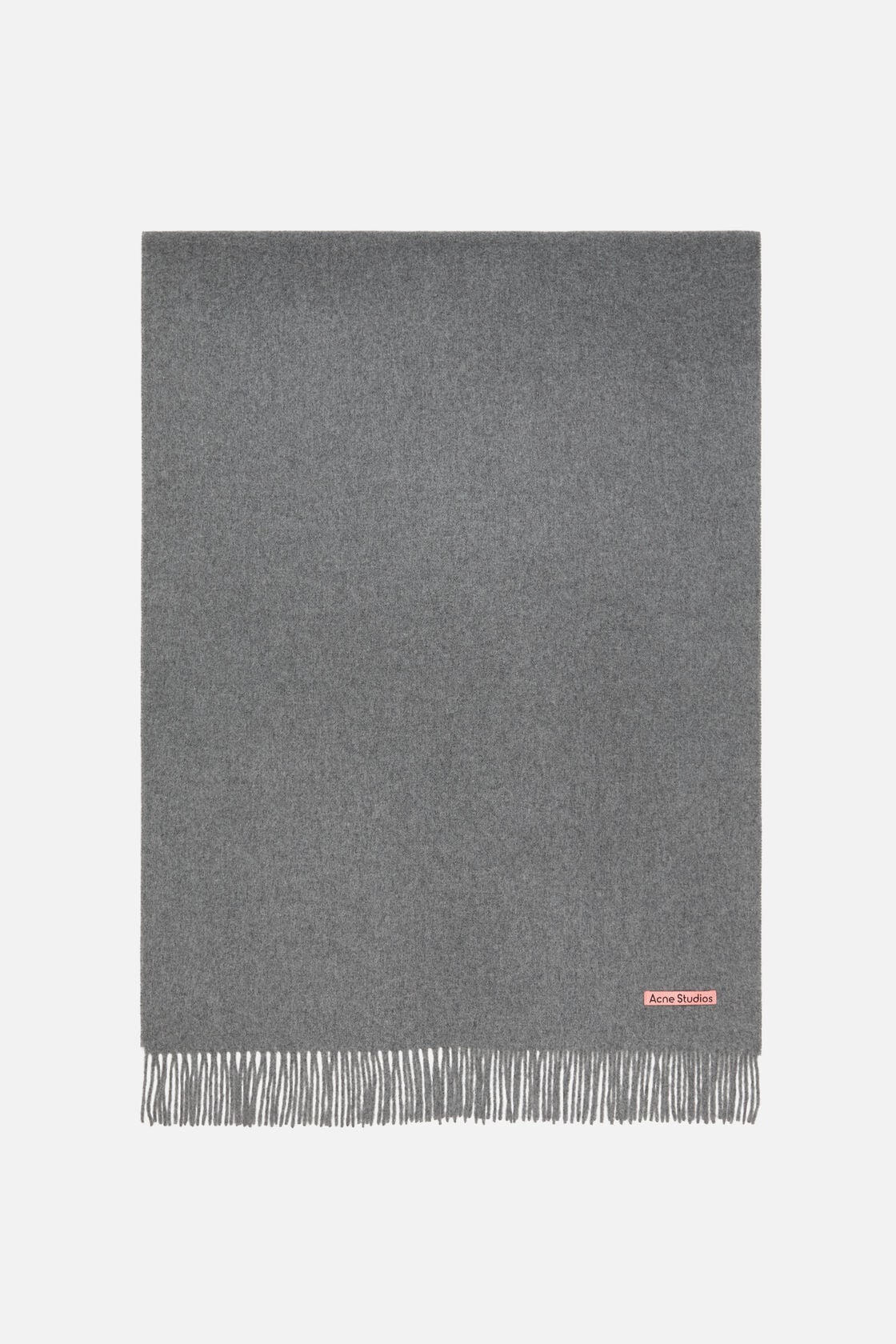 Fringe wool scarf - oversized - Grey Melange
