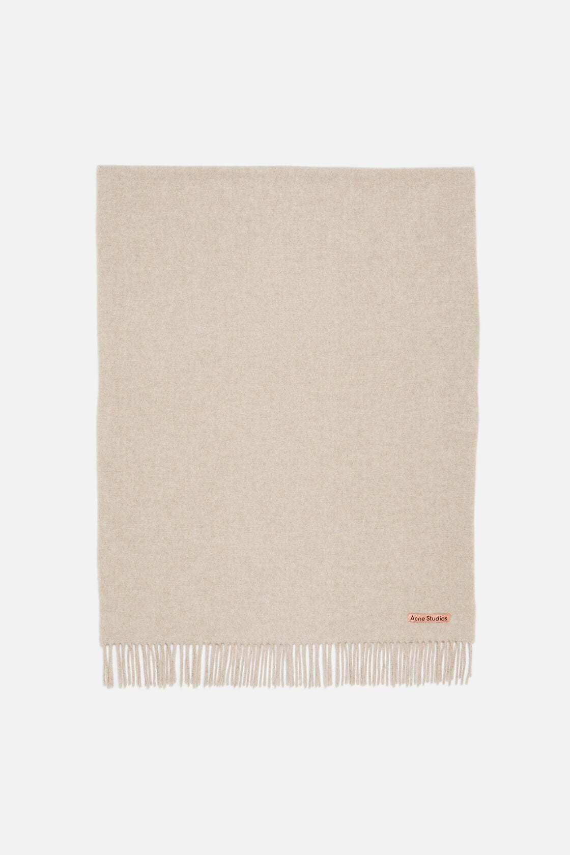 Fringe wool scarf - oversized - Oatmeal melange