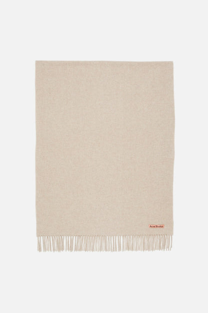 Fringe wool scarf - oversized - Oatmeal melange