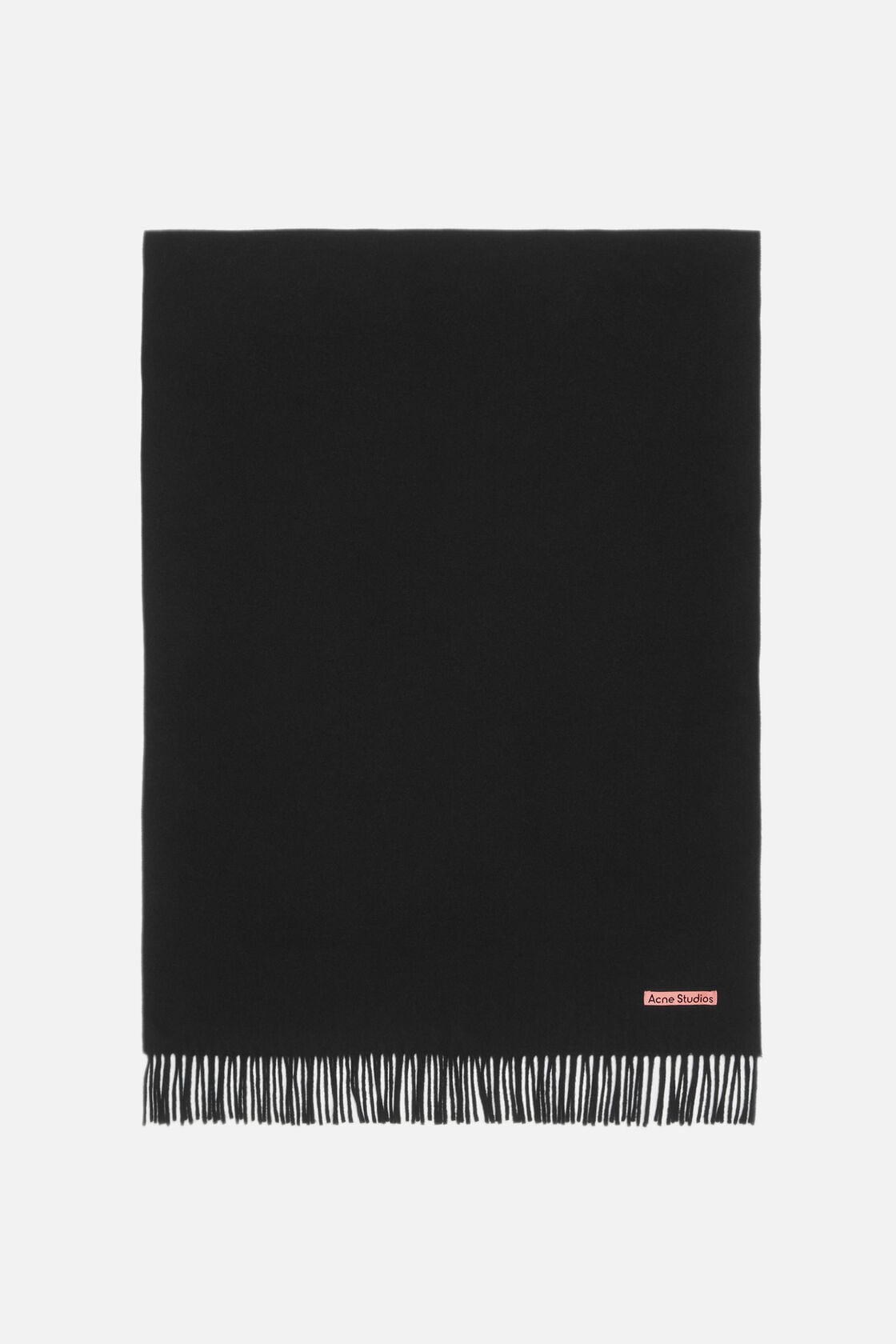 Fringe wool scarf - oversized - Black