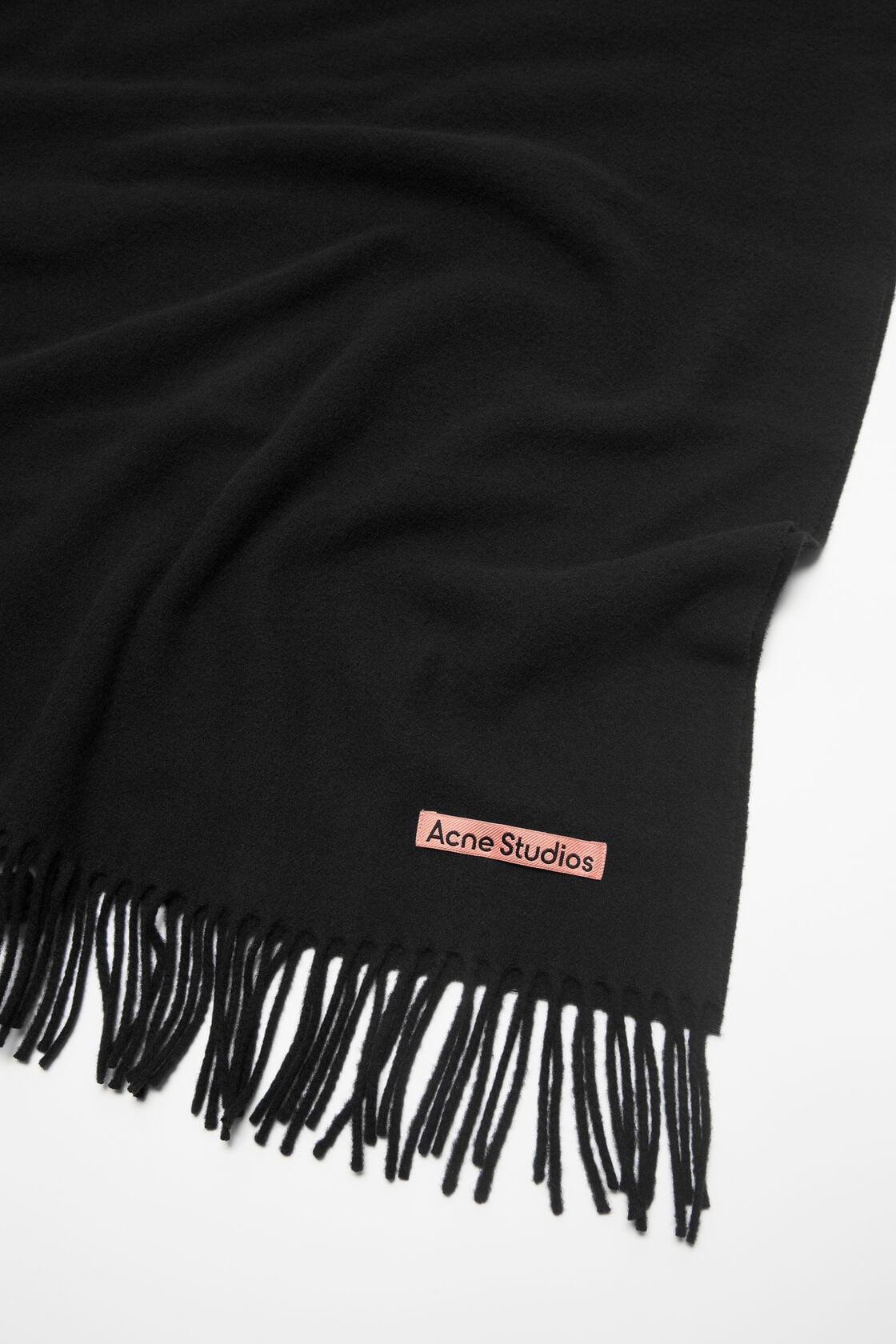 Fringe wool scarf - oversized - Black