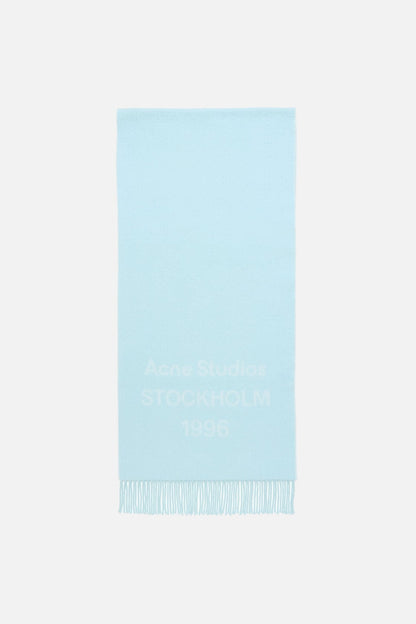 Wool logo scarf - Wide - Light blue/white