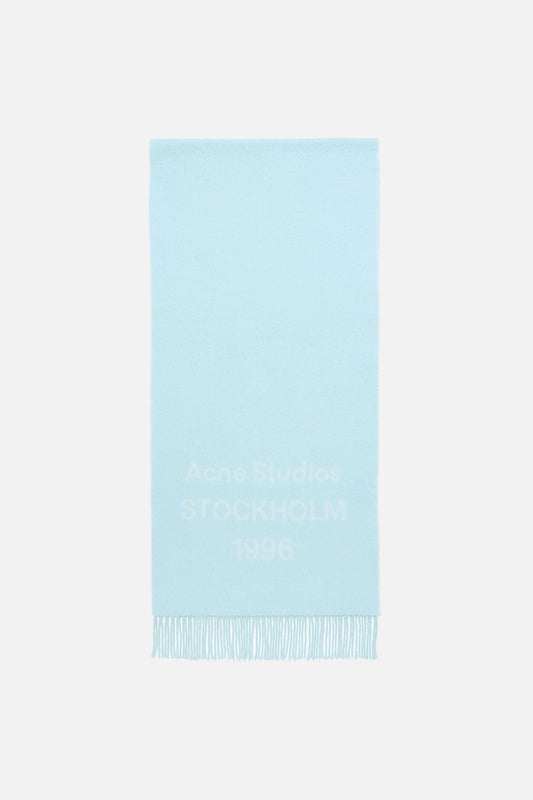 Wool logo scarf - Wide - Light blue/white