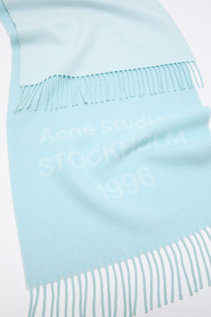 Wool logo scarf - Wide - Light blue/white