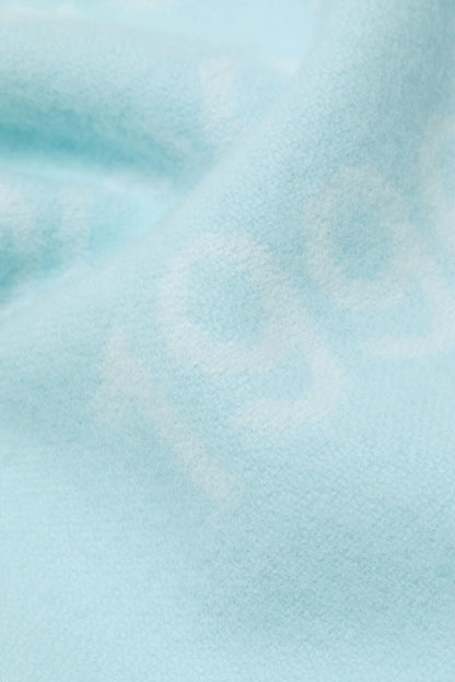Wool logo scarf - Wide - Light blue/white