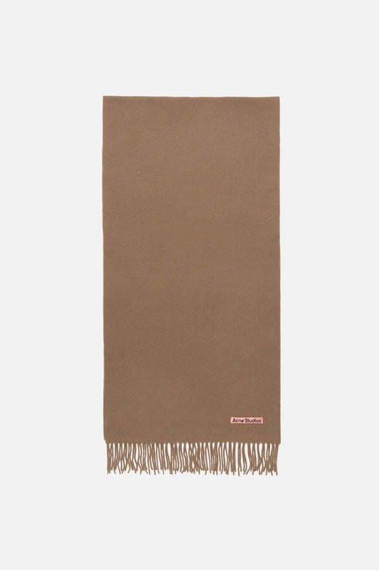 Fringe wool scarf – Narrow - Caramel brown