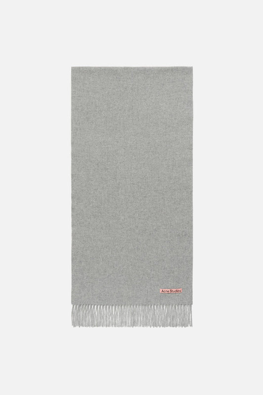 Fringe wool scarf - Narrow - Light Grey Melange