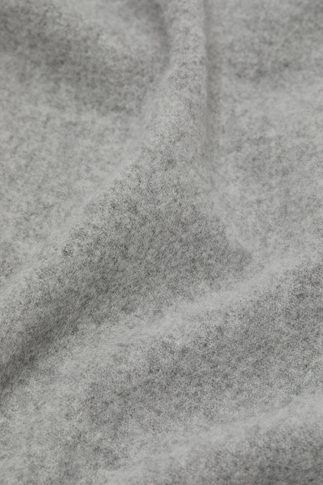 Fringe wool scarf - Narrow - Light Grey Melange