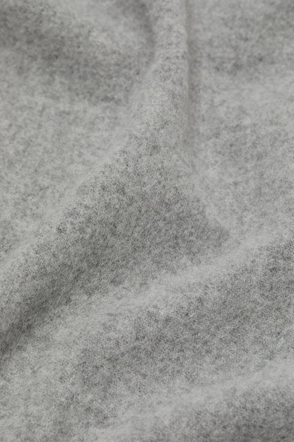 Fringe wool scarf - Narrow - Light Grey Melange