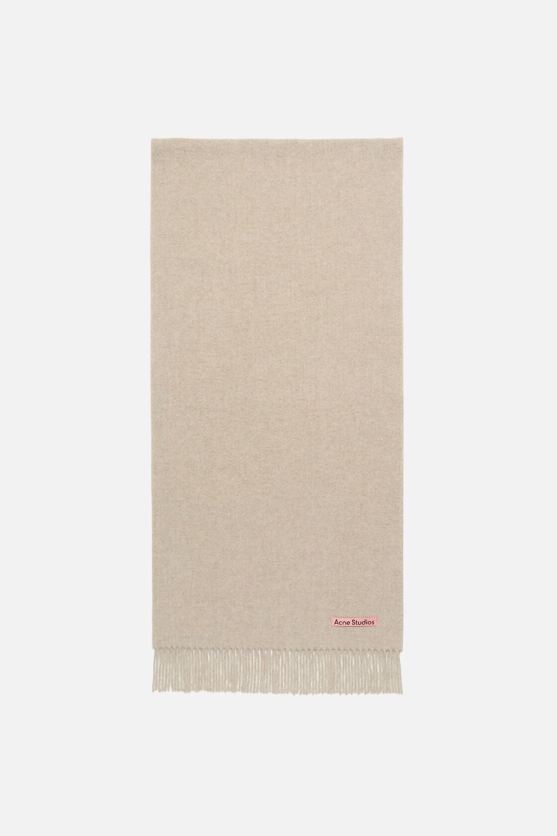 Fringe wool scarf – Narrow - Oatmeal melange