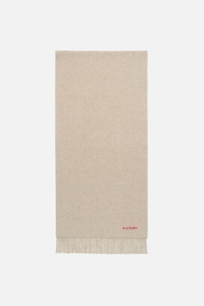 Fringe wool scarf – Narrow - Oatmeal melange
