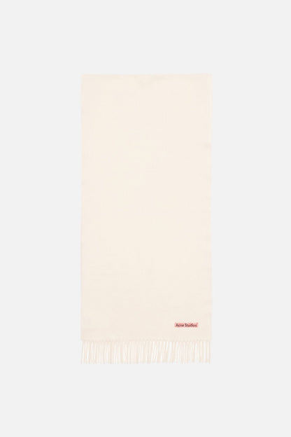 Fringe wool scarf – Narrow - Warm white